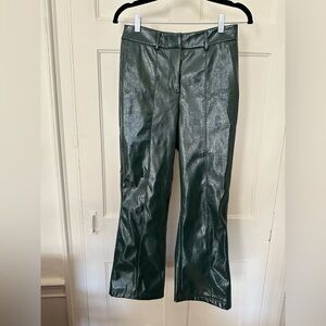 Trendy Green Leather Pants